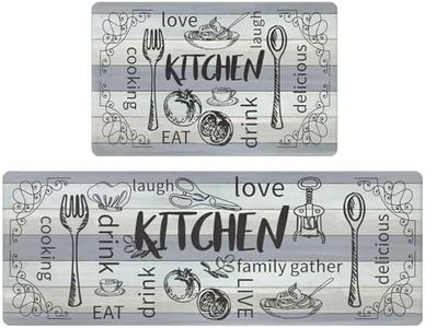 HEBE Kitchen Mats for Floor Set of 2 Thick Anti Fatigue Mat for Cushioned, Waterproof Non-Slip Rugs Comfort Standing Chef Mat for Kitchen Sink, Laundry Room, Farmhouse Home Decor