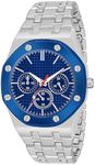 SWADESI STUFF Stainless Steel Metallic Blue Dial Multi Case Multi Belt Analogue Watches For Men (Silver)