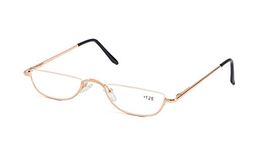 SOOLALA Half Moon Reading Glasses Metal Half Frame Readers with Spring Hinge for Unisex, Gold, +1.25