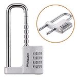 Padlock, Combination Lock, 4 Digit Combination Padlock, 2-1/2" (64mm) Wide Body. 3.8 inch Stainless Steel Retractable Long Shackle is Suitable for Outdoor, School, Gym, Sports lockers, Fences,