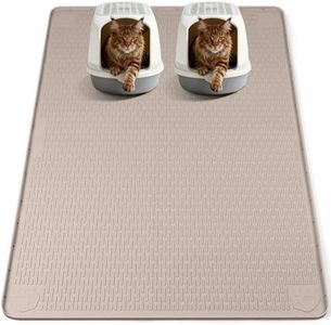 Bartuke Cat Food Mat, 57" x 40" Extra Large Silicone Pet Feeding Mat with Raised Edge Pet Placemat for Food and Water Bowl Non-Slip, Easy to Clean, Floor Protection (Khaki)