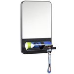 TAILI Fogless Shower Mirror for Fog Free Shaving with Razor Holder, Anti Fog Mirror, Removable & NO-Drilling Shatterproof & Waterproof for Bathroom - Men and Women(Black)