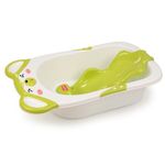 LuvLap Bubble Baby Bathtub (White & Green) & Anti Slip Baby Plastic Bath Chair (Green), Bathtub with Drain Plug, Baby Bath Seat/Sling with Non Slip Suction Base, Baby Bathing Essential