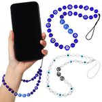 Milisten 2 Pcs Beaded Phone Charm-Evil Eye Beaded Phone Lanyard, Phone Lanyard Wrist Strap,Phone Chain Wrist Strap for Women