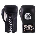 CLETO REYES Safetec Professional Competition Boxing Gloves for Men and Women, MMA, Kickboxing, Muay Thai, Lace Up, 10 oz, Black