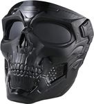 Eliane Goggle Mask Anti Scratch UV Protective Face & Eyewear Windproof Dirt Shield with Soft Foam Padded Detachable Mouth Filter for Cycling Bike Off Road Racing Ride Unisex (Black Goggle Skull)