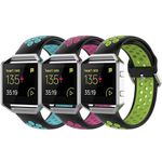 QIEMUTER 3 Pack Compatible with Fitbit Versa 4 / Versa 3 / Fitbit Sense 2 / Sense Watch Bands Women Men, Soft Silicone Replacement Strap for Fitbit Sense 2 / Versa 4 Smartwatch (Black Rose - Black