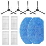 Replacement Parts Compatible with MAMNV BR150 / BR151 ZCWA ‎KITCHEN-425 BR 150/151 Robot Vacuum and Mop Combo Family Pack: 4 Side Edge Brush, 4 HEPA Filter, 2 Mop Rag Pad