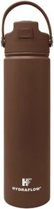 Hydraflow Hybrid - 25oz Triple Wall Vacuum Insulated Bottle with Flip Straw - Insulated Water Bottle - Stainless Steel Bottle - Water Bottle with Straw - Reusable Water Bottle (25oz, Cocoa)