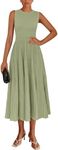 PRETTYGARDEN Women's Summer Midi Dresses 2025 Sleeveless Crewneck Knit A Line Pleated Swing Wedding Guest Casual Tank Dress(Mist Green,X-Large)