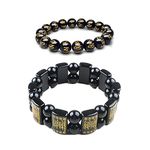 FAZOVIN 2 PIECES Tibetan Buddhist Om Mani Padme Hum Power and Success Buddha Beads Bracelet for Men's Women's and Yogis
