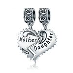 PAHALA 925 Sterling Silver Mother Love Daughter Charm Bead Fit Bracelets