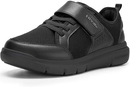 FitVille Wide Diabetic Walking Shoes for Men, Lightweight Non-Slip Breathable Casual Sneakers for Standing All Day (Jet Black, 10.5 X-Wide)
