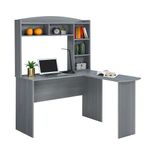 Techni Mobili L-Shaped Computer Desk, Engineered Wood, Grey, 49.25" D x 47.25" W x 62.5" H