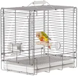YOOSO WING Bird Carrier Travel Cage - Stainless Steel Portable Folding Bird Cage with Parrot Feeder Cups & Standing Perch for Parrots Conures Lovebird Cockatiel Parakeets