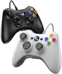 Gamrombo Wired Controller for Xbox 360-2 Pack, Compatible with xbox 360/360 S/360 E, with Dual-Vibration, 2.5mm headphone Jack（Black+White）