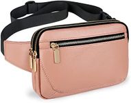 Leather Fanny Packs for Women Fashionable Plus Size Black Fanny Pack for Men Cute Crossbody Bags Belt Bag Waist Pack with Large Capacity Casual Hip Bum Bag for Disney (Pink Leather Fanny Pack)
