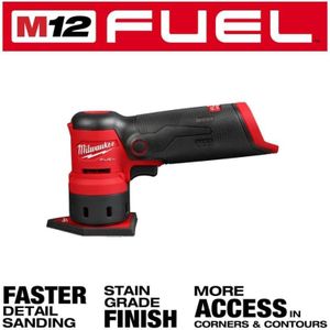 Milwaukee 12V Brushless Cordless Orbital Detail Sander – Tool Only, Red/Black