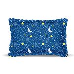 LuvLap Rai Mustard Seeds Pillow, Baby-Round Head Shaping Baby Pillow cum Neck Support Portable, Stars Moon Print, Deep Blue