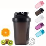 zukent Protein Shaker Bottle with Stainless Steel Mixing Ball, Shaker for Protein Shakes, Protein & Supplement Shaker Bottle, BPA Free, DEHP-Free, Leakproof, for Fitness Sports Gym - 400ml (Black)