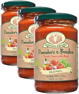Rustichella d'Abruzzo Tomato & Basil Sauce | Authentic Italian Tomato Sauce with Fresh Basil & Olive Oil | Vegan | Perfect for Pasta, Pizza, Spaghetti & Marinara (9.53 oz / 270 g) (Pack of 3)
