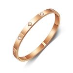 GILIEYER Stainless Steel Bracelet for Women, Gold Friendship Bracelets Bangle with Cubic Zirconia Love Cross Bangle Bracelets Birthday Jewelry for Mom Daughter (19, Clover-Rose Gold)