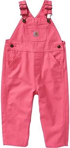 Carhartt girls Bib Overalls (Lined and Unlined), Carhartt Pink Lemonade, 2T