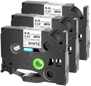 USUPERINK 3 Pack Compatible for Ptouch HSe-221 HSe221 HS-221 HS221 Black on White 8.8mm 0.34'' Heat Shrink Tubing Label Tape for Wire Cable use in PT-P710BT P700 P750W P900 Label Printer