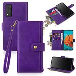 Antsturdy for T-Mobile Revvl V+/V Plus 5G Wallet Case [RFID Blocking] PU Leather Folio Flip Protective Cover with Wrist Strap [Zipper Poket] Credit Card Holder Kickstand Function Men Women,Purple