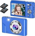 Digital Camera 1080P Full HD Compact Camera 36MP Vlogging Camera with 16X Digital Zoom, FamBrow Photo Camera 2.4 Inch LCD Mini Video Camera for Students/Children/Adults/Beginners (Blue)