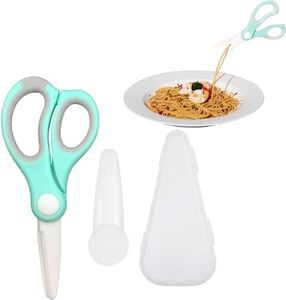 Portable Ceramic Baby Food Scissors Shears with Cover and Travel Case,Ceramics Shear Drop-Resistance Baby Safety Kids Food Feeding Accessories Scissors Tableware Household Tool (Green)