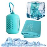 Proberos® Cooling Towel 30x80cm, Quick Dry Towels, Cool Feel Sweat Towel for Gym, Sports & Outdoor, Lightweight & Highly Absorbent, with Silicone Case & Carabiner for Men & Women, Green
