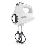 BLACK+DECKER MX600W Helix Performance Premium 5-Speed Hand Mixer, 5 Attachments + Case, White