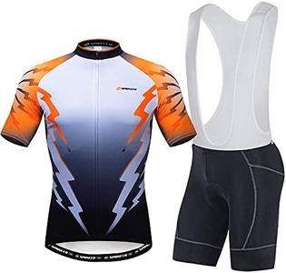 Cycle Bib Shorts Padded Mens Cycling Jerseys T Shirts Uniforms Shorts Sleeve Biking Clothing Kits Orange XX-Large