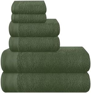 MALLONI HOME Ultra Soft 6 Pack Cotton Towel Set, Contains 2 Bath Towels 28x55 inch, 2 Hand Towels 16x24 inch & 2 Wash Coths 12x12 inch, Ideal Everyday use, Compact & Lightweight - Olive Green