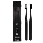 MOON Soft Bristle Toothbrushes, White and Black Sleek Design, Gentle Cleaning, Ideal for Daily Oral Care, Soft Bristles for Comfortable Use, (2 Pack)