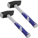 HOIGON 2 Pack 4.5 lb Blacksmith Hammer, Cross Pein Hammer with Shock Absorbing Fiberglass Handle, Cross Peen Hammer for Metal Processing, Wood Work, Home Repair, Demolition