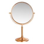 Plantex Premium Brass Magnifying Mirror/Dual Side Shaving Mirror for Bathroom with 5x/1x Magnification (8 Inch-Rose Gold/Tabletop)