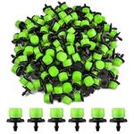 Kalolary 200Pcs Adjustable Irrigation Drippers Sprinklers 360 Degree 1/4 Inch Barbed Drip Emitter Watering Sprinklers Anti-Clogging Drippers for Garden Watering System