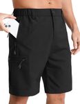 APTRO Men's Cargo Shorts with Multi Zipper Pockets Lightweight Quick Dry Golf Hiking Shorts for Men 9" Inseam GP001 L Solid Black