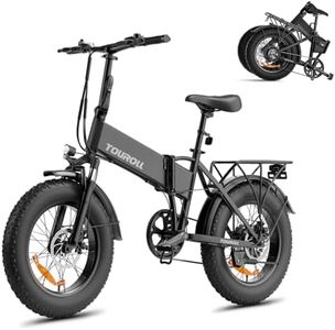 Touroll S1 E-Bike Klapprad Elektrofahrrad mit 20×4.0 Zoll Fat Tire, 48V 15.6Ah Lithium-Akku für Lange Reichweite bis 100KM, 60NM Nabenmotoren, 7-Gang-All-Terrain Ebike Herren für MTB, Strand & Schnee