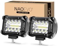 NAOEVO 4 Inch LED Pod Lights, 120W 12,000LM LED Fog/Driving/Off Road Lights LED Light Bar with Spot Flood Combo, LED Cube Work Lights for Truck Boat ATV UTV, 2 Pcs (White)