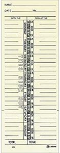 Adams Time Cards, Weekly, 1-Sided, Named Days, 3-3/8" x 9", Manila, Green Print, 200-Count (9659-200)