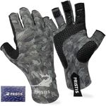 Pristis Half-Finger Fishing Gloves, UPF 50+ Breathable Quick Drying Fingerless Sun Gloves for Women Men, Fly Fishing Hunting Paddling Sailing Kayaking Hiking Canoeing Cycling (Wasteland CAMO, L-XL)