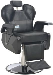 Black Faux Leather Barber Chair, 72x68x98 cm, 360° Swivel, Adjustable Reclining Salon Chair with Footrest, Professional Hydraulic Styling Beauty Shop Equipment