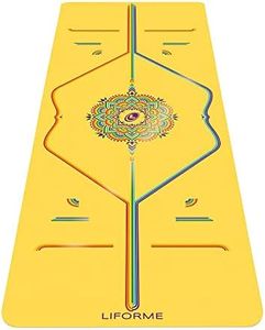 Liforme Inked Yoga Mat Collection - Patented Alignment System, Warrior-like Grip, Non-Slip, Eco-friendly, Biodegradable, Sweat-resistant, Long, Wide and Thick for Comfort - Yellow Rainbow