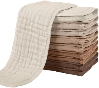 Yoofoss Muslin Burp Cloths for Baby 10 Pack 100% Cotton Baby Washcloths for Boys Girls Large 20''X10'' Super Soft and Gradient Coffee