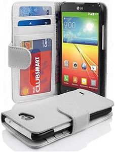 cadorabo Coque pour LG L90 en ALBÂTRE Blanc - Housse Protection avec Fermoire Magnétique et 3 Fentes Cartes - Portefeuille Etui Poche Folio Case Cover