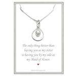 Sterling Silver Infinity Necklace, Maid of Honor Gift Necklace, Bridal Party Gift Jewelry, Sister Gift Necklace, 18 inches with 2 inches Extender