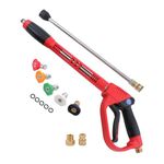 Aim Tools High Pressure Washer Gun Long Lance 5000 PSI with 5 Nozzle Tips, 16 Inch Replacement Extension Wand 1/4" Quick Connect, M22 14mm Fitting, Car Jet Washer Washing Cleaning Kit